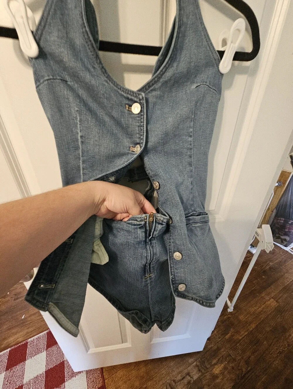 Free People Denim Counter Culture Micro Playsuit